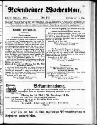 Rosenheimer Wochenblatt (Rosenheimer Anzeiger) Sonntag 13. Mai 1860