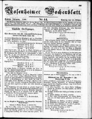 Rosenheimer Wochenblatt (Rosenheimer Anzeiger) Sonntag 28. Oktober 1860