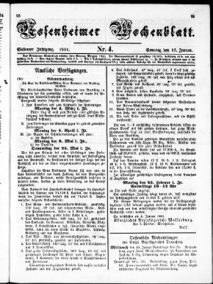 Rosenheimer Wochenblatt (Rosenheimer Anzeiger) Sonntag 27. Januar 1861