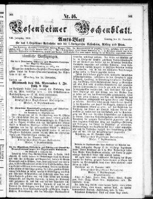 Rosenheimer Wochenblatt (Rosenheimer Anzeiger) Sonntag 16. November 1862