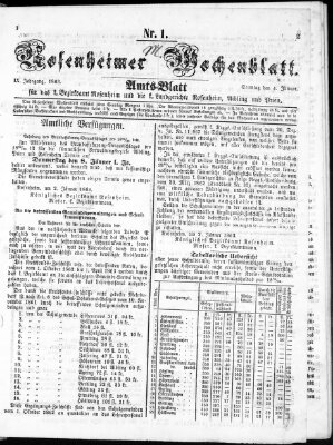 Rosenheimer Wochenblatt (Rosenheimer Anzeiger) Sonntag 4. Januar 1863