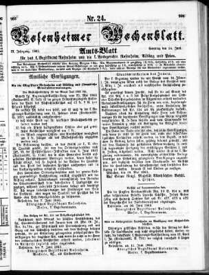Rosenheimer Wochenblatt (Rosenheimer Anzeiger) Sonntag 14. Juni 1863
