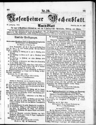 Rosenheimer Wochenblatt (Rosenheimer Anzeiger) Sonntag 19. Juli 1863