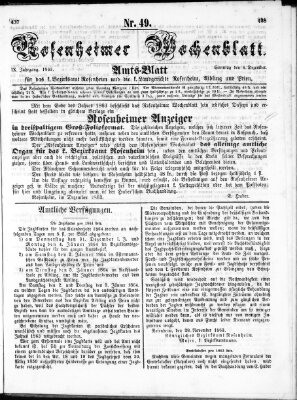 Rosenheimer Wochenblatt (Rosenheimer Anzeiger) Sonntag 6. Dezember 1863