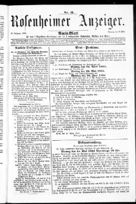 Rosenheimer Anzeiger Sonntag 19. März 1865