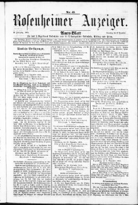 Rosenheimer Anzeiger Sonntag 3. Dezember 1865