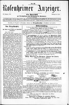 Rosenheimer Anzeiger Sonntag 1. Juli 1866