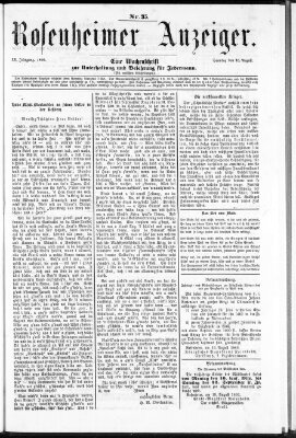 Rosenheimer Anzeiger Sonntag 26. August 1866