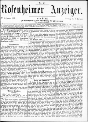 Rosenheimer Anzeiger Sonntag 7. Februar 1869