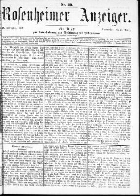 Rosenheimer Anzeiger Donnerstag 11. März 1869