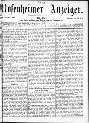 Rosenheimer Anzeiger Sonntag 23. Mai 1869