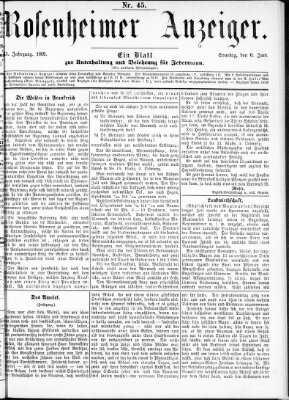 Rosenheimer Anzeiger Sonntag 6. Juni 1869