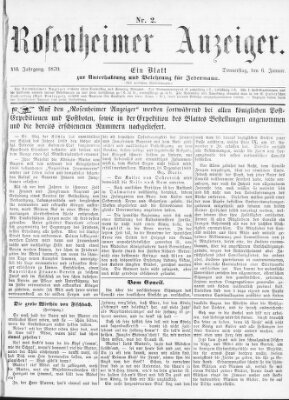 Rosenheimer Anzeiger Donnerstag 6. Januar 1870