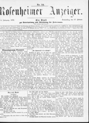 Rosenheimer Anzeiger Donnerstag 17. Februar 1870