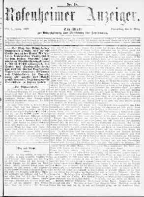 Rosenheimer Anzeiger Donnerstag 3. März 1870