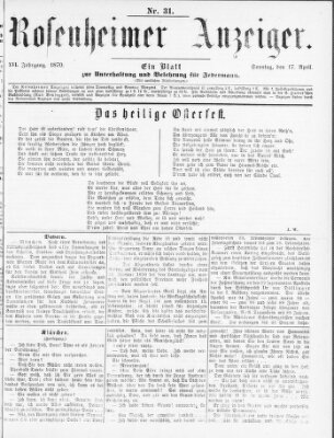 Rosenheimer Anzeiger Sonntag 17. April 1870