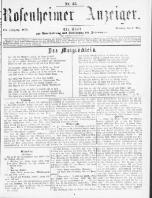 Rosenheimer Anzeiger Sonntag 1. Mai 1870