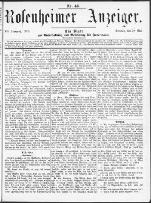 Rosenheimer Anzeiger Sonntag 29. Mai 1870