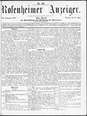 Rosenheimer Anzeiger Sonntag 19. Juni 1870