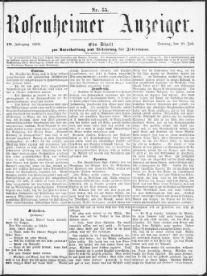 Rosenheimer Anzeiger Sonntag 10. Juli 1870