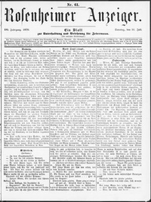 Rosenheimer Anzeiger Sonntag 31. Juli 1870