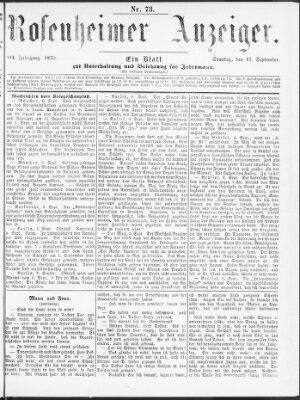 Rosenheimer Anzeiger Sonntag 11. September 1870