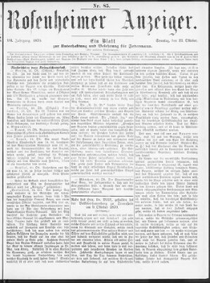 Rosenheimer Anzeiger Sonntag 23. Oktober 1870
