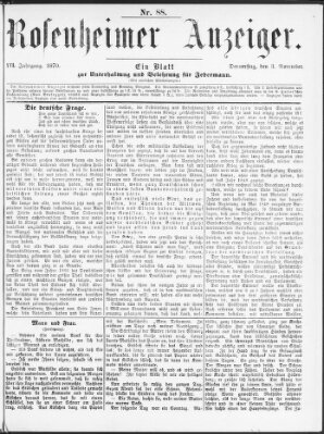 Rosenheimer Anzeiger Donnerstag 3. November 1870