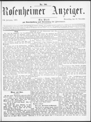 Rosenheimer Anzeiger Donnerstag 10. November 1870