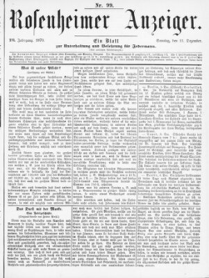 Rosenheimer Anzeiger Sonntag 11. Dezember 1870
