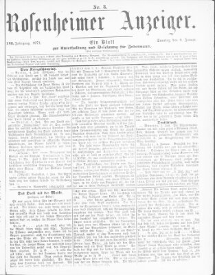 Rosenheimer Anzeiger Sonntag 8. Januar 1871