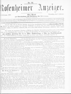 Rosenheimer Anzeiger Donnerstag 9. Februar 1871