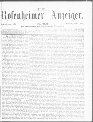 Rosenheimer Anzeiger Donnerstag 2. März 1871