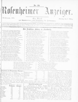 Rosenheimer Anzeiger Sonntag 5. März 1871