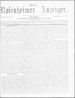 Rosenheimer Anzeiger Donnerstag 11. Mai 1871