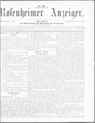 Rosenheimer Anzeiger Donnerstag 27. Juli 1871