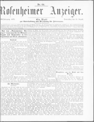 Rosenheimer Anzeiger Donnerstag 10. August 1871