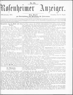 Rosenheimer Anzeiger Donnerstag 24. August 1871