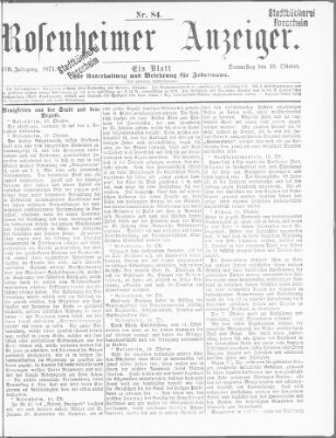 Rosenheimer Anzeiger Donnerstag 19. Oktober 1871