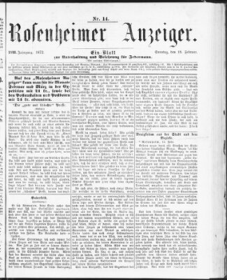 Rosenheimer Anzeiger Sonntag 18. Februar 1872