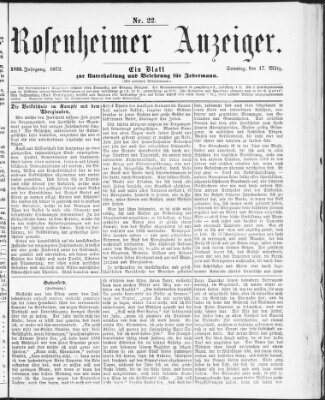 Rosenheimer Anzeiger Sonntag 17. März 1872