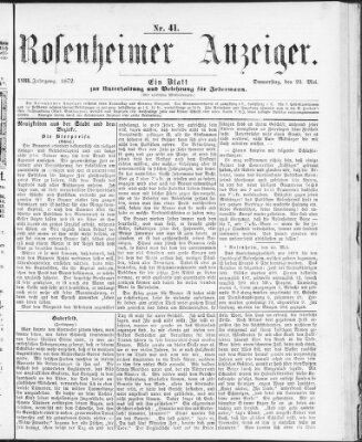 Rosenheimer Anzeiger Donnerstag 23. Mai 1872