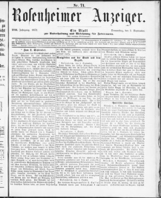 Rosenheimer Anzeiger Donnerstag 5. September 1872