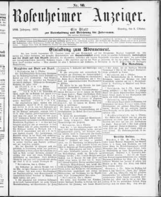 Rosenheimer Anzeiger Sonntag 6. Oktober 1872