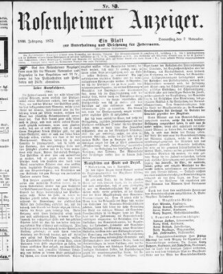 Rosenheimer Anzeiger Donnerstag 7. November 1872
