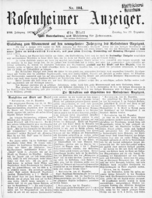Rosenheimer Anzeiger Sonntag 29. Dezember 1872