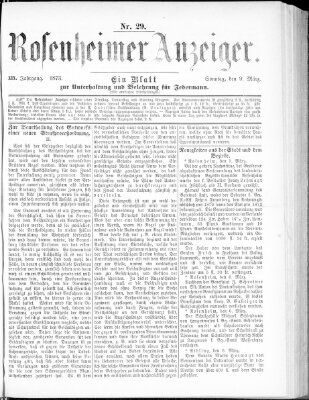 Rosenheimer Anzeiger Sonntag 9. März 1873