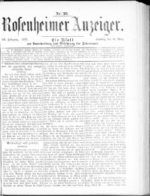 Rosenheimer Anzeiger Sonntag 16. März 1873