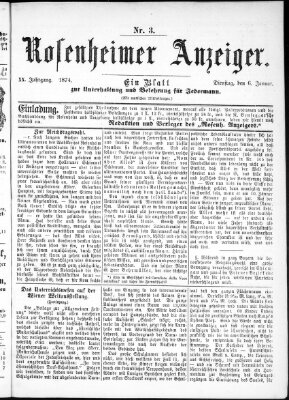 Rosenheimer Anzeiger Dienstag 6. Januar 1874