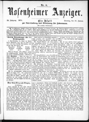 Rosenheimer Anzeiger Sonntag 18. Januar 1874